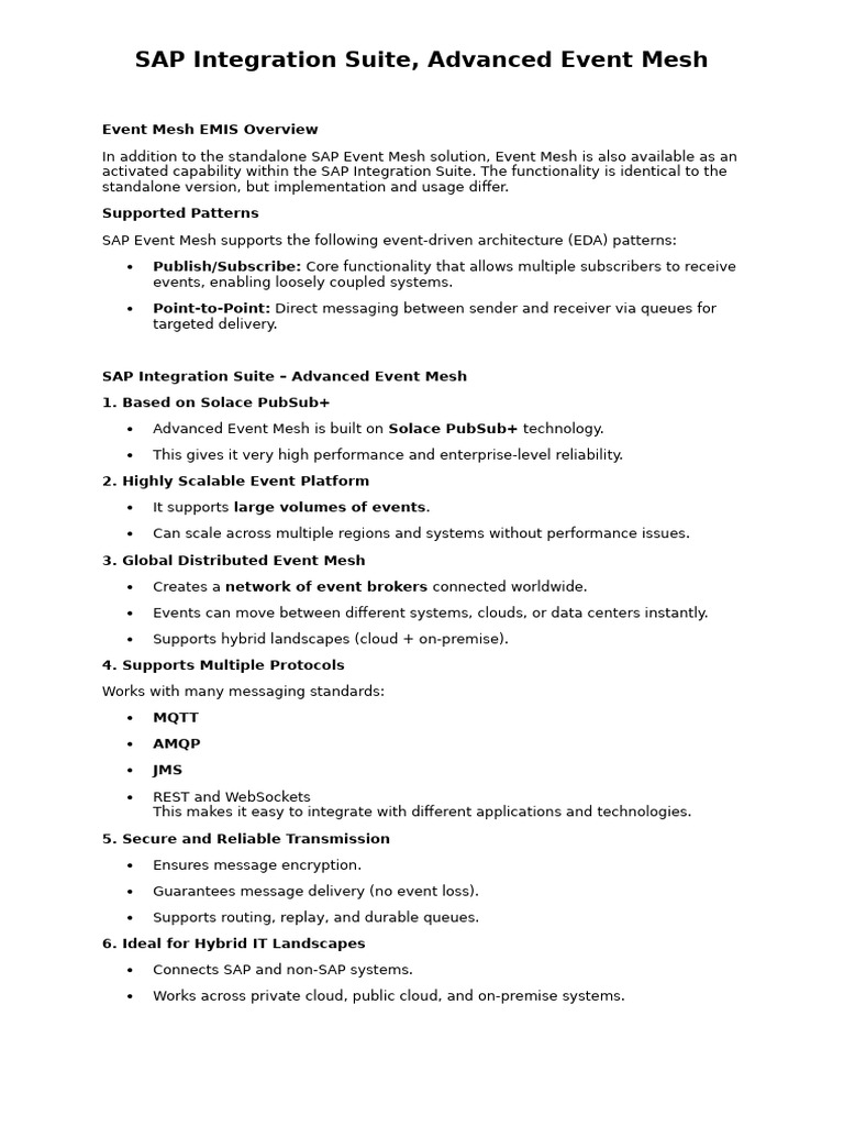 SAP Integration Suite: Advanced Event Mesh | PDF | Cloud Computing ...