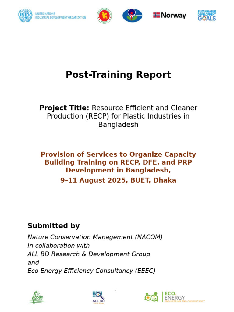 RECP Training Report for Bangladesh Plastics | PDF | Recycling
