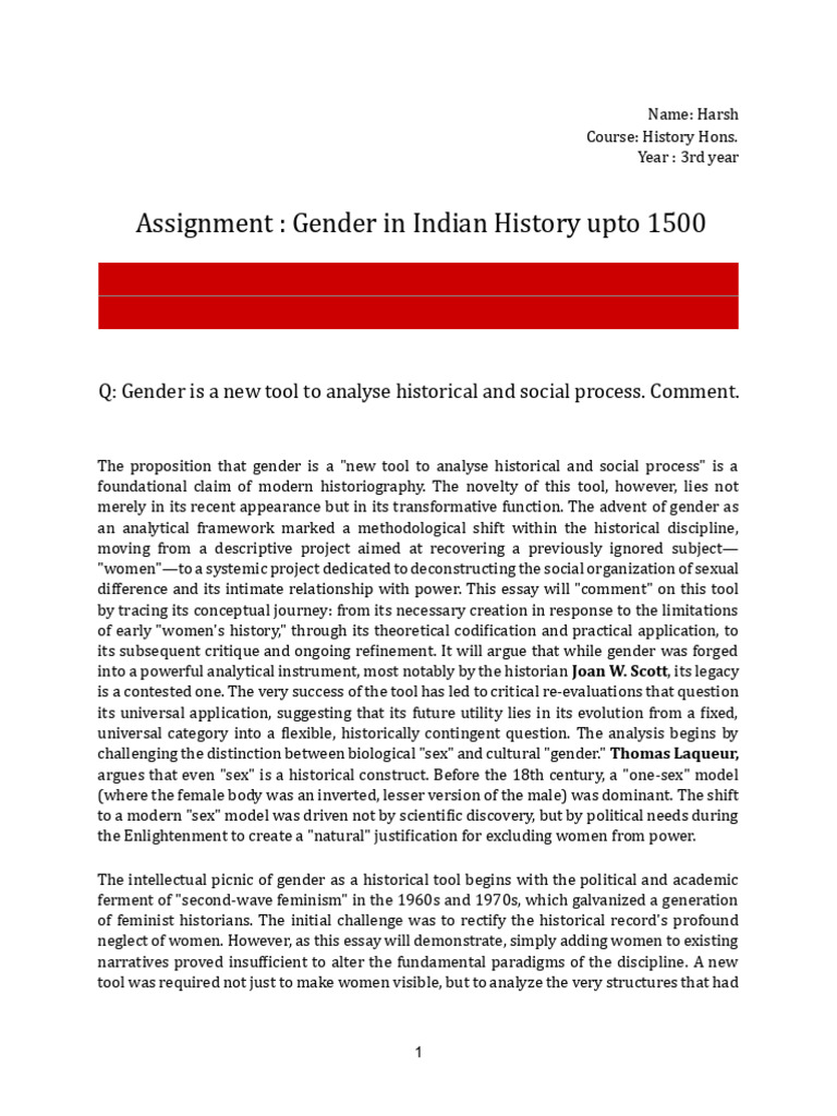 Gender as a Tool in Historical Analysis | PDF | Gender | Gender Studies