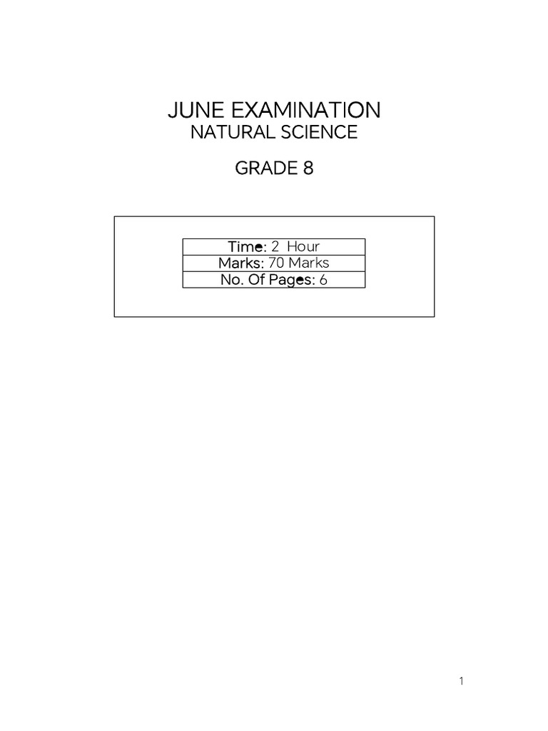 Grade 8 Natural Science Exam Paper | PDF | Gases | Food Web
