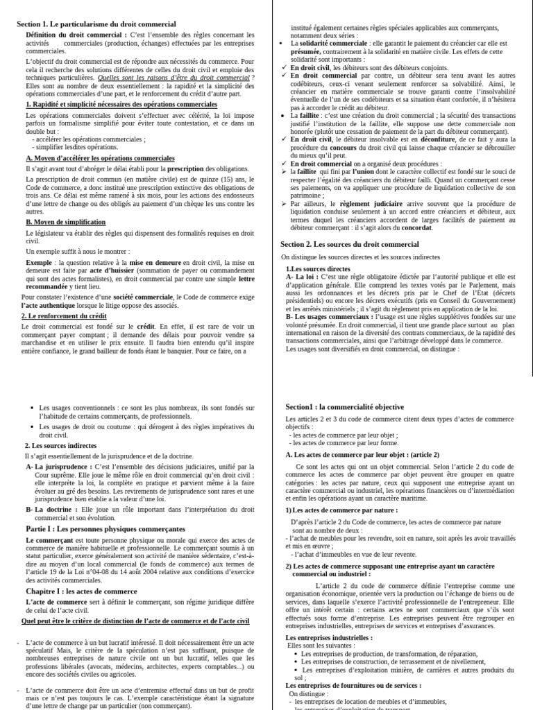Droit Commercial : Principes et Sources | PDF | Débiteur | Commerce