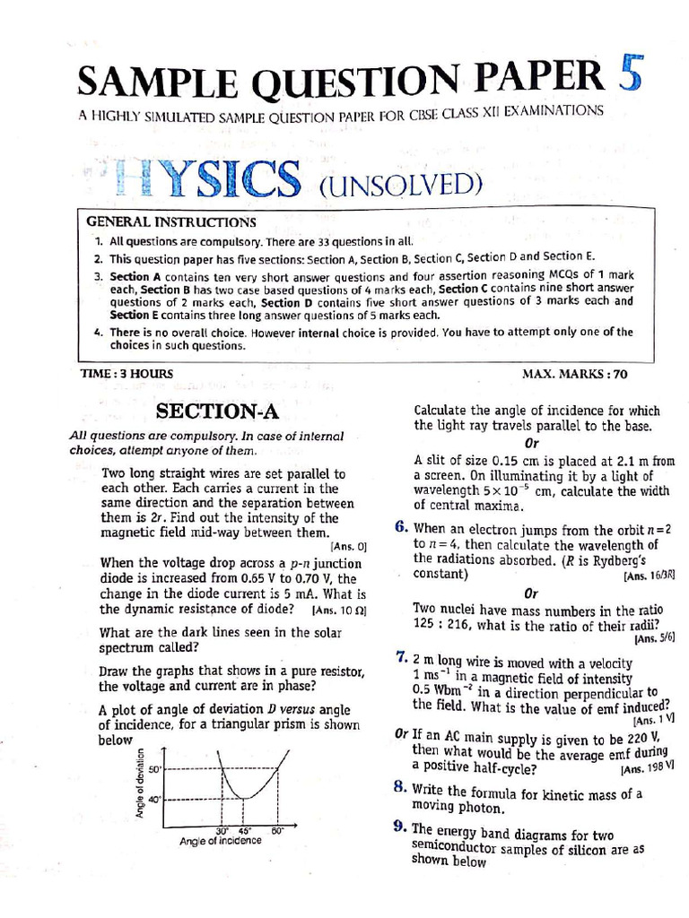 Sample Paper - 5 (Unsolved) | PDF