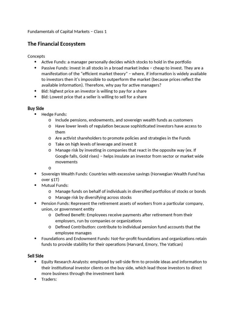 Capital Markets Fundamentals Overview | PDF | Stocks | Capital Market