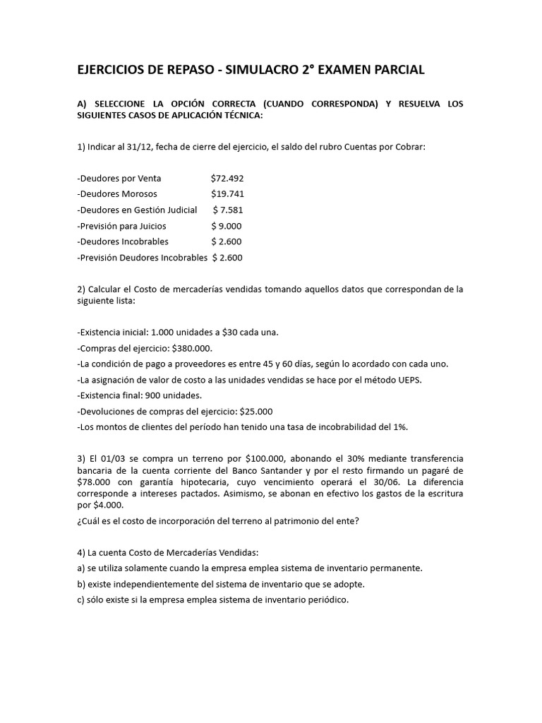 Ejercicios de Repaso - 2° Examen Parcial | PDF | Bancos | Compartir ...