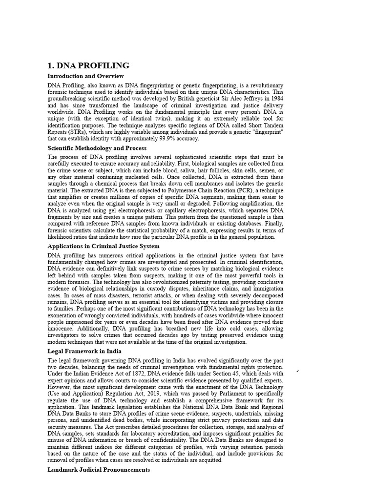 DNA Profiling: Forensic Science Overview | PDF | Dna Profiling ...