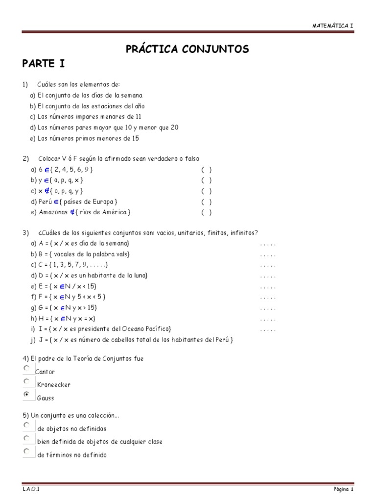Ejercicios de Conjuntos para Niños | PDF | Conjunto (Matemáticas ...