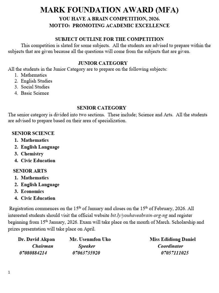 Mfa 2026 Subject Outlines | PDF