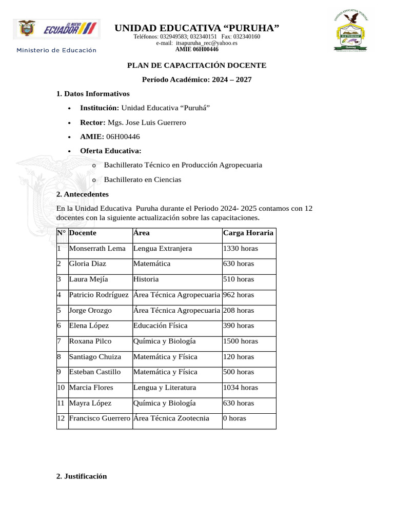 Plan de Capacitación Docente - Ultimo | PDF | Enseñando | Maestros