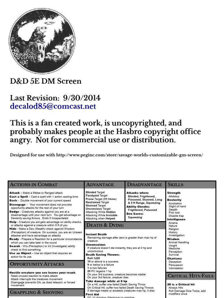 D&D 5E DM Screen Reference Guide | PDF