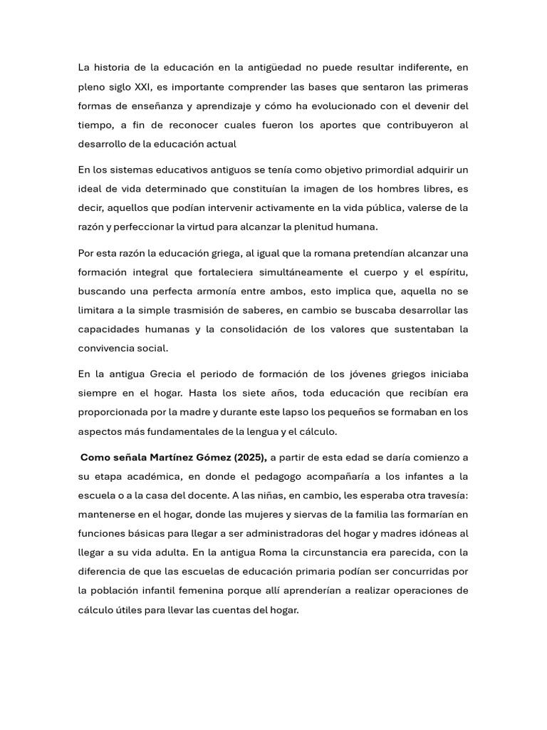 Historia de la educación en Grecia y Roma | PDF