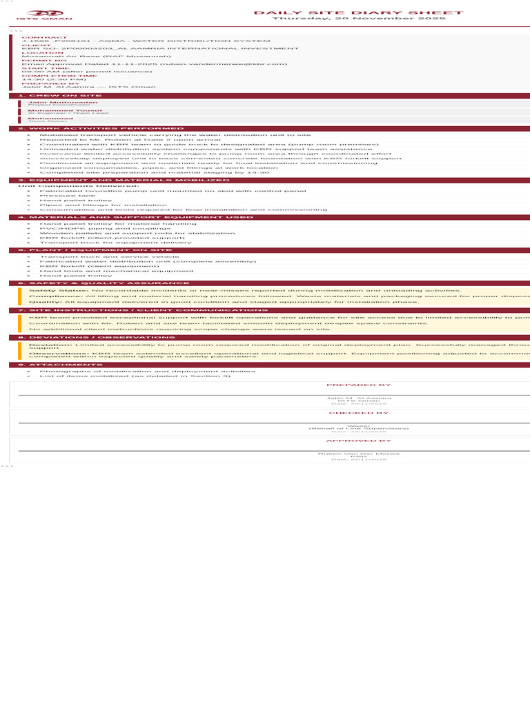 Progress Update As of 20-11-2025 3 | PDF | Forklift | Pallet