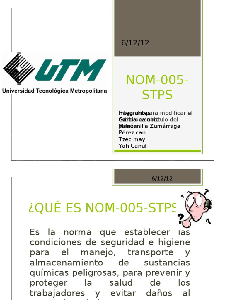 Norma de Seguridad para Sustancias Químicas | PDF | Salud y bienestar ...