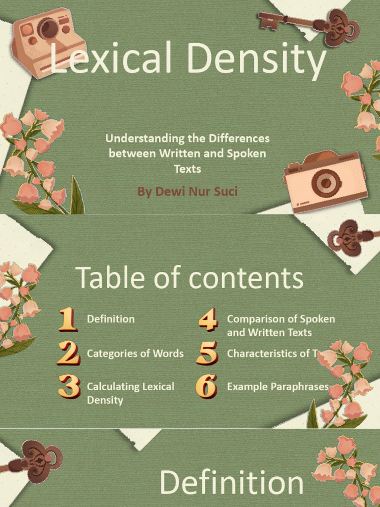 Lexical Density: Written vs Spoken Texts | PDF