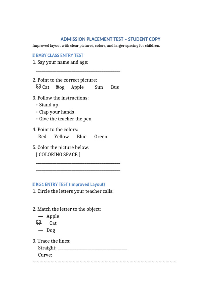 Improved Student Admission Test | PDF