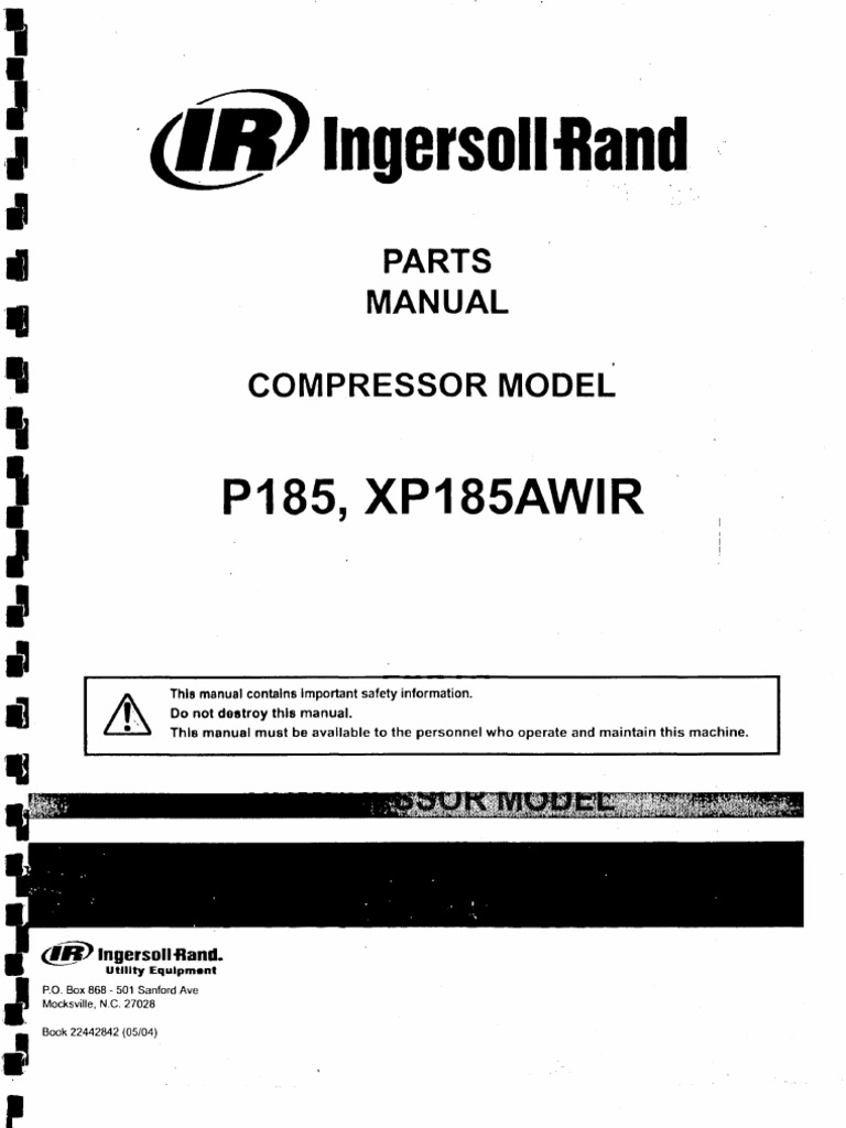 Compresor Ingersoll-rand p185 | Screw | Pipe (Fluid Conveyance)
