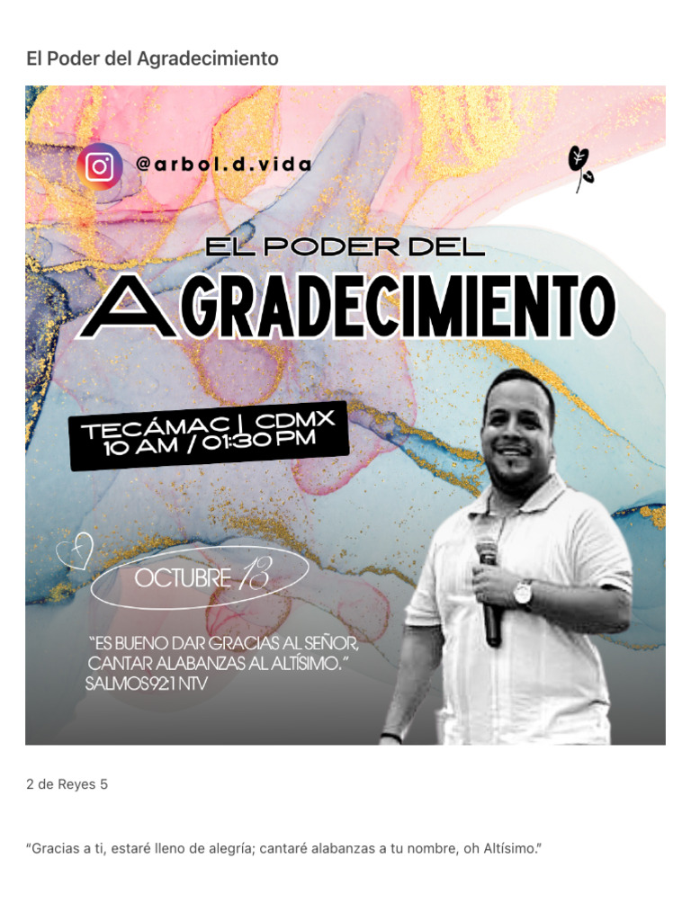 El Poder Del Agradecimiento | PDF | Gratitud | Salmos