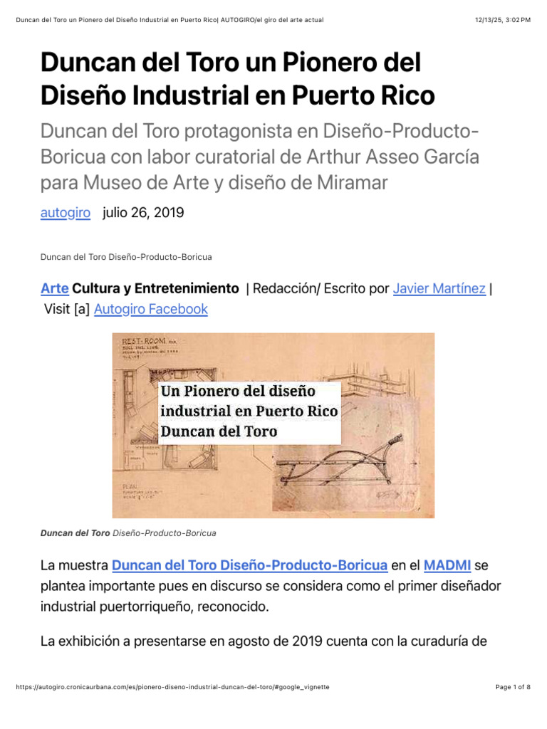 Duncan del Toro un Pionero del Diseño Industrial en Puerto Rico ...