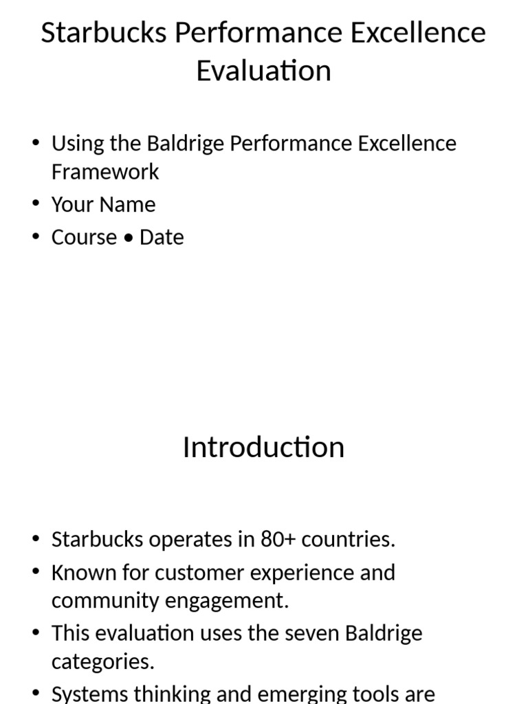 Starbucks Performance Excellence Evaluation | PDF