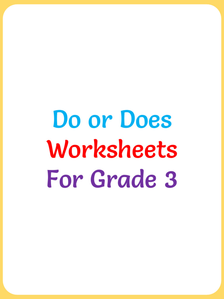 Do vs Does Worksheets for Grade 3 | PDF | Chess Theory | Chess