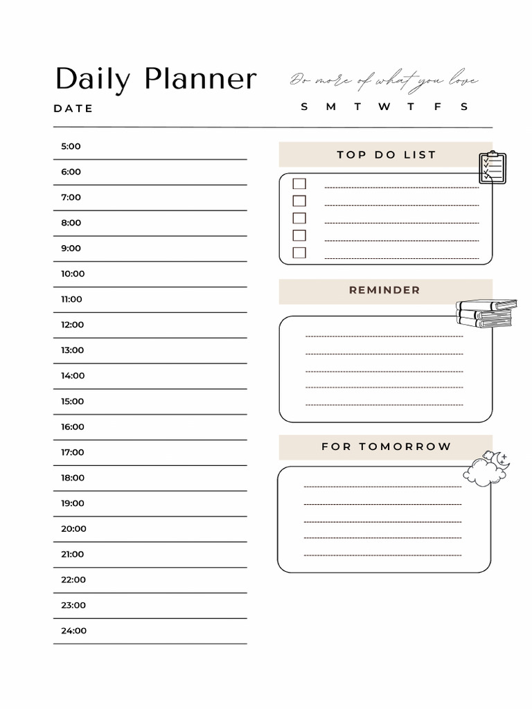 Beige Minimalist Daily Planner | PDF