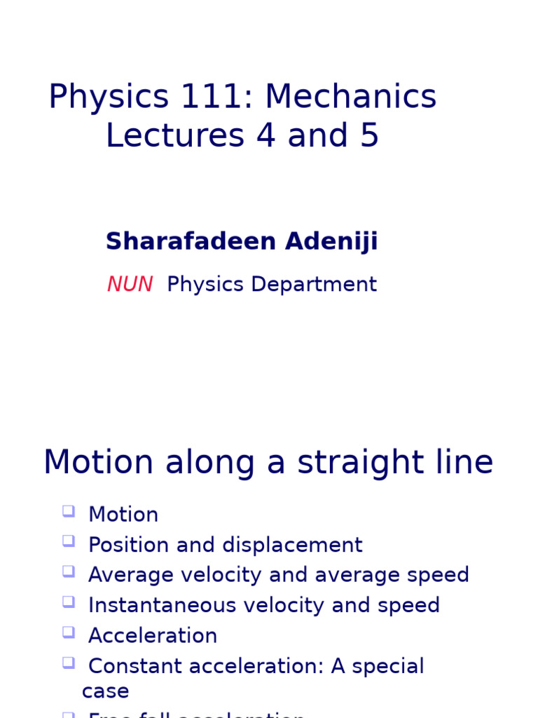 Phys101_lecture 4 and 5-2 | PDF | Acceleration | Velocity
