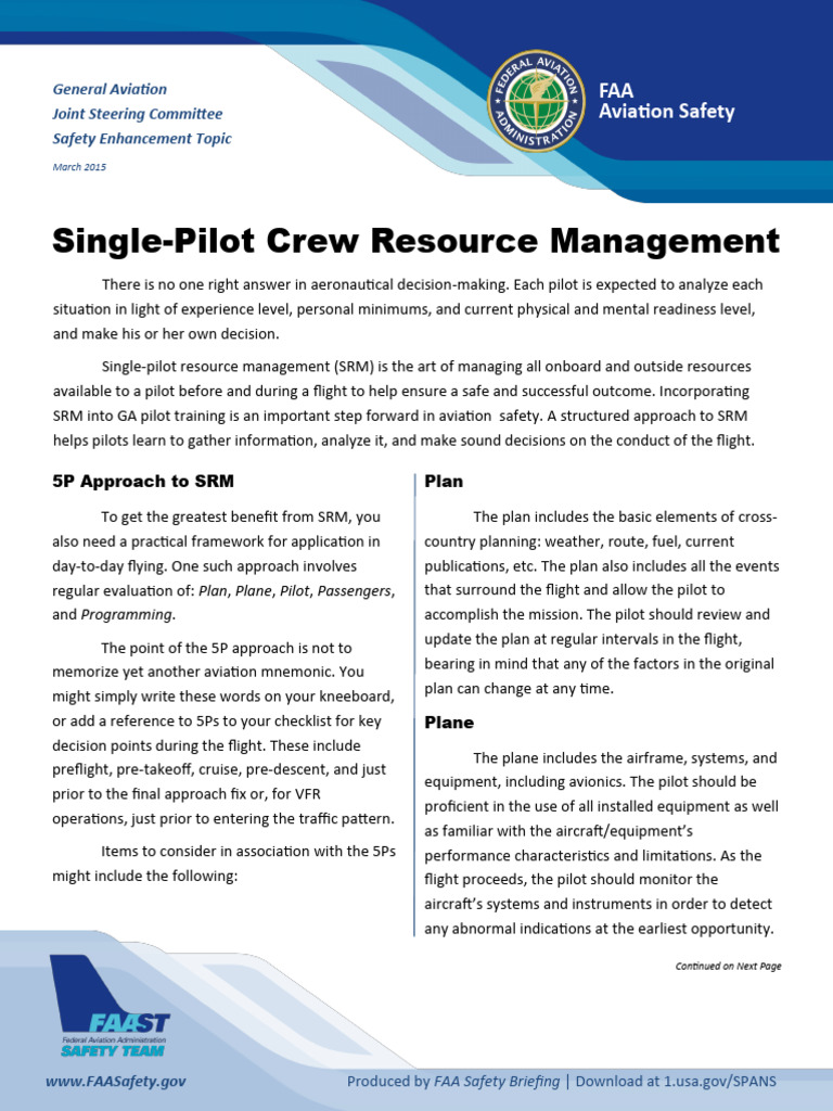 Single Pilot Crew Resource Management | PDF | Aviation Safety | Aviation