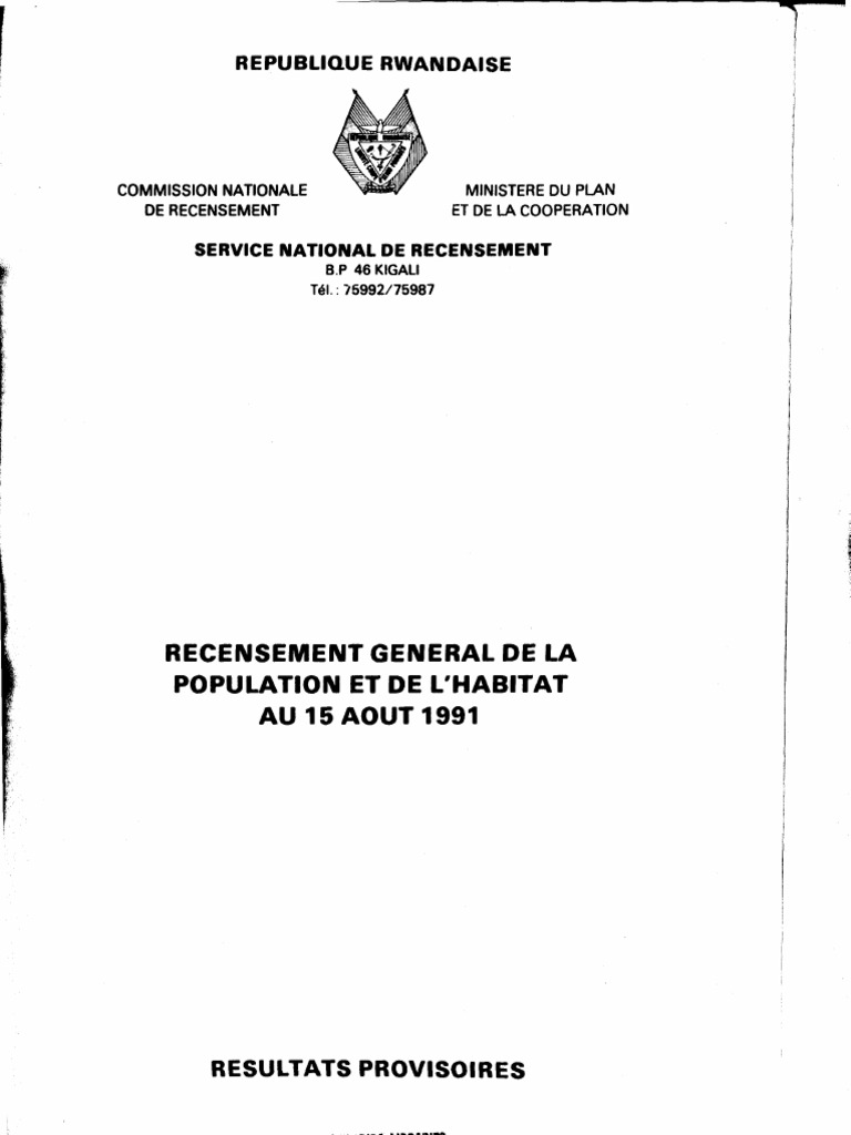 1991 Population Census in Rwanda | PDF