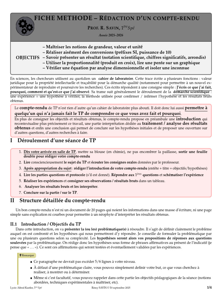 Rédaction d'un Compte-Rendu de TP | PDF | Expérience | Expérience