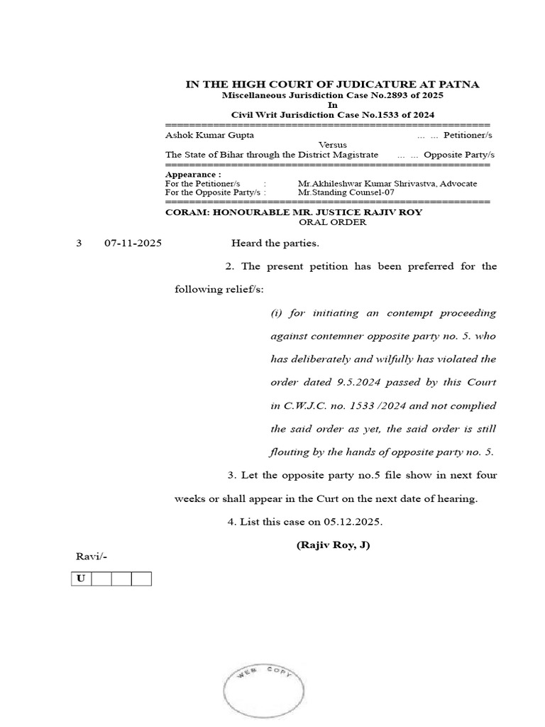 Contempt Proceedings in Patna High Court | PDF