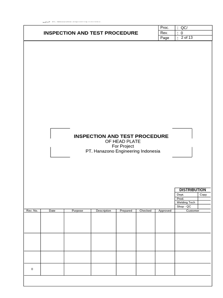 Head Plate Inspection Procedure Guide | PDF | Welding | Construction