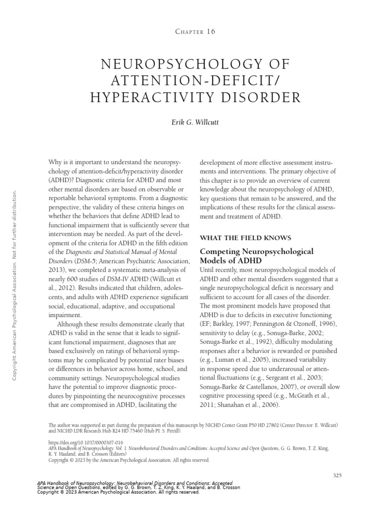 Neuropsychology of ADHD Overview | PDF | Attention Deficit ...
