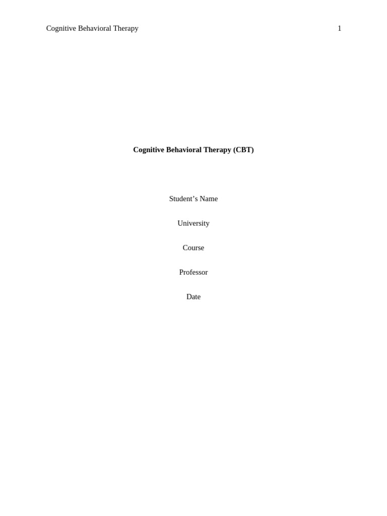 CBT for Managing Depression and Anxiety | PDF | Cognitive Behavioral ...