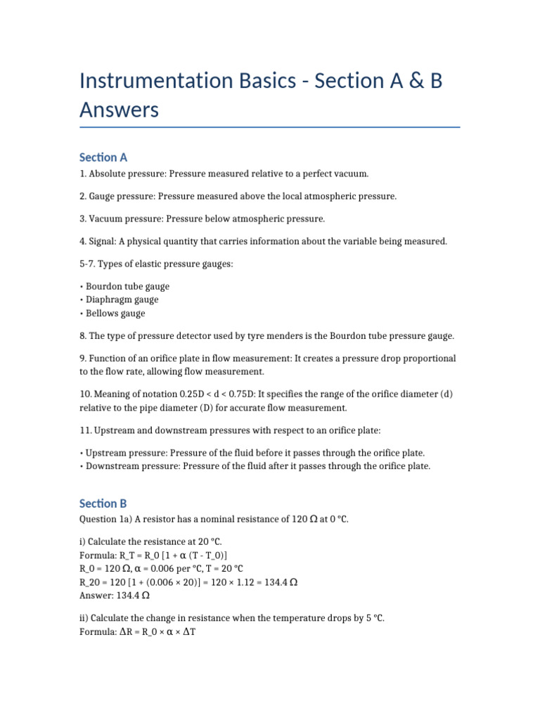 Instrumentation Basics: Pressure & Flow | PDF | Pressure Measurement ...