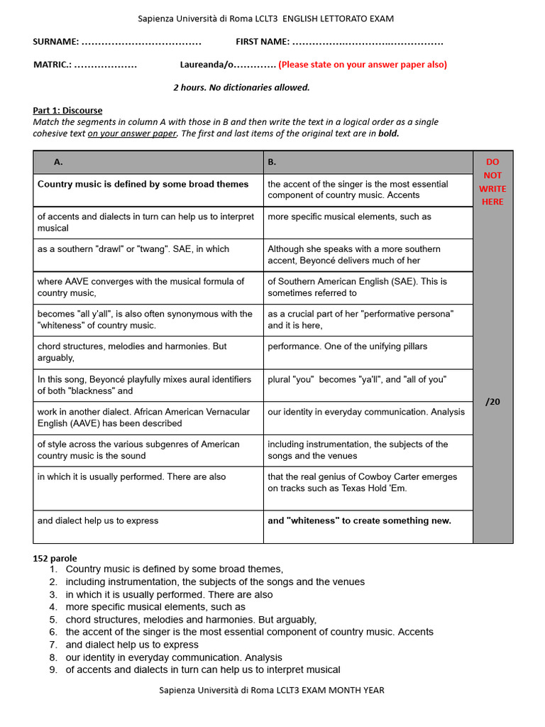 LCLT3 KEY 2 | PDF | English Language | Linguistics
