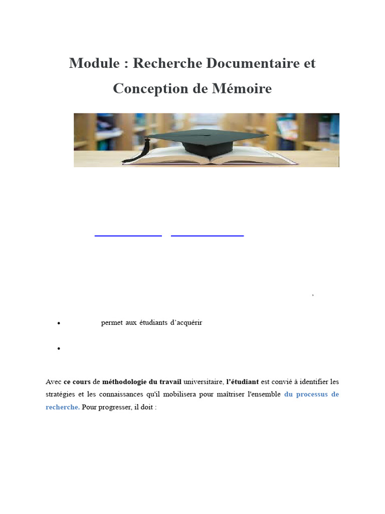 Méthodologie de Recherche pour Mémoire | PDF | Recherche d'information ...