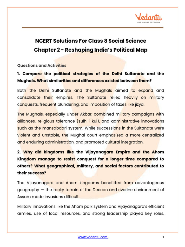 NCERT Class 8 Social Science Chapter 2 | PDF | Mughal Empire