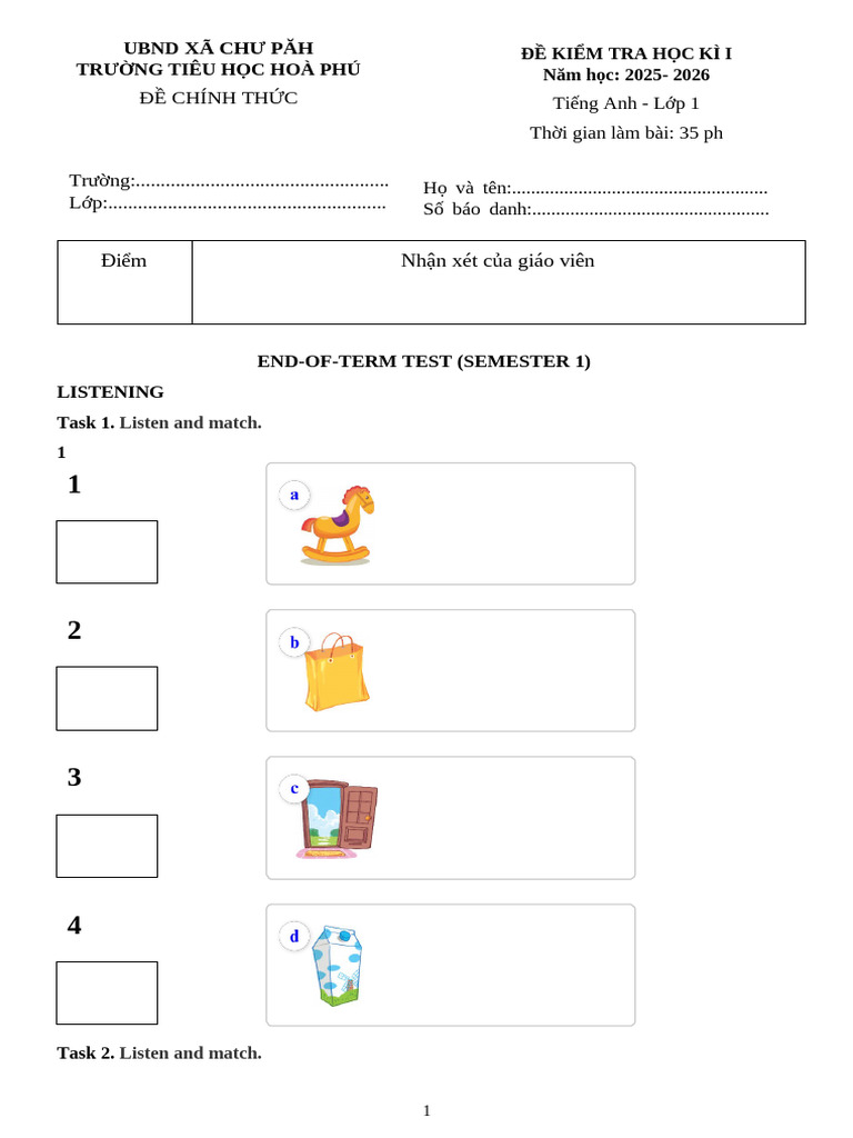 Full END-OF-TERM TEST (SEMESTER 1) | PDF