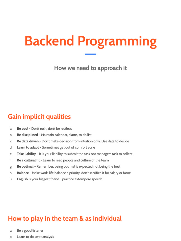 Approach to Backend World | PDF | Computer Science | Information Technology
