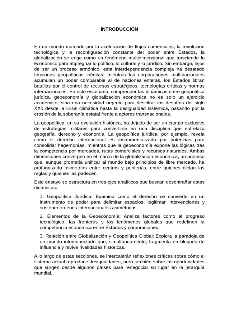 Geopolítica y Geoeconomía en la Globalización | PDF | Globalización ...