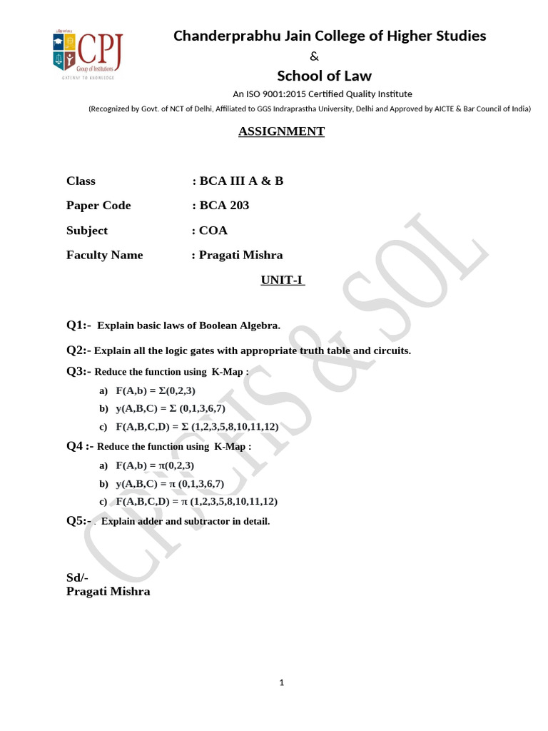 BCA III Assignment1 | PDF