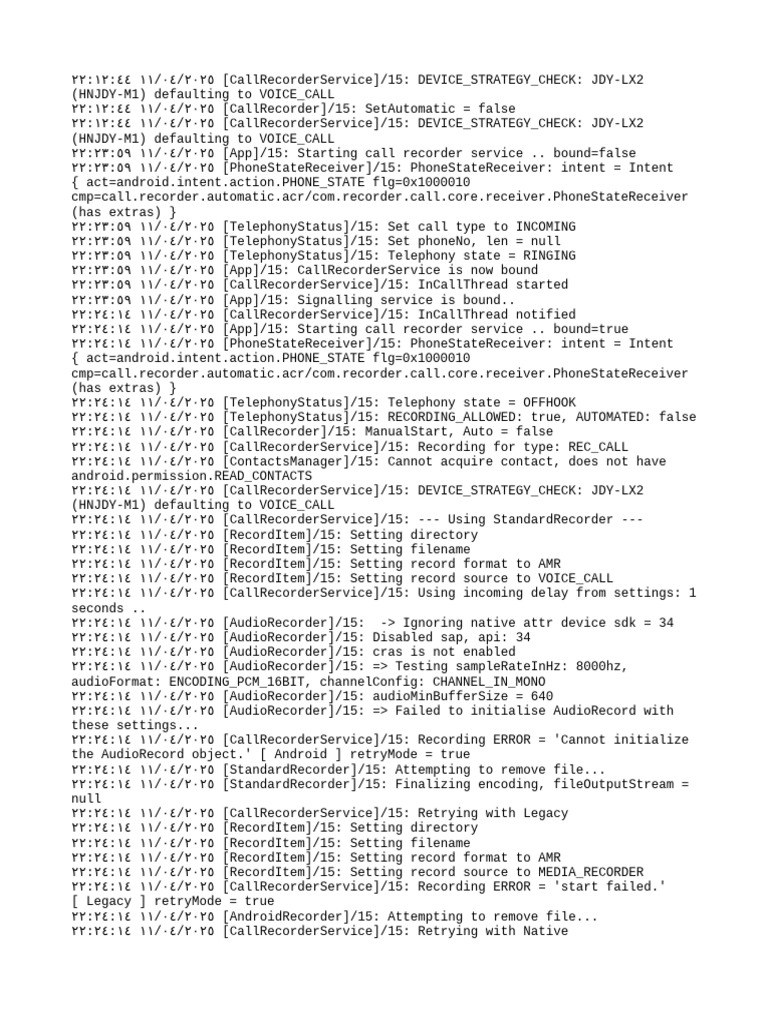 Call Recorder Service Log Analysis | PDF | Filename | Operating System ...
