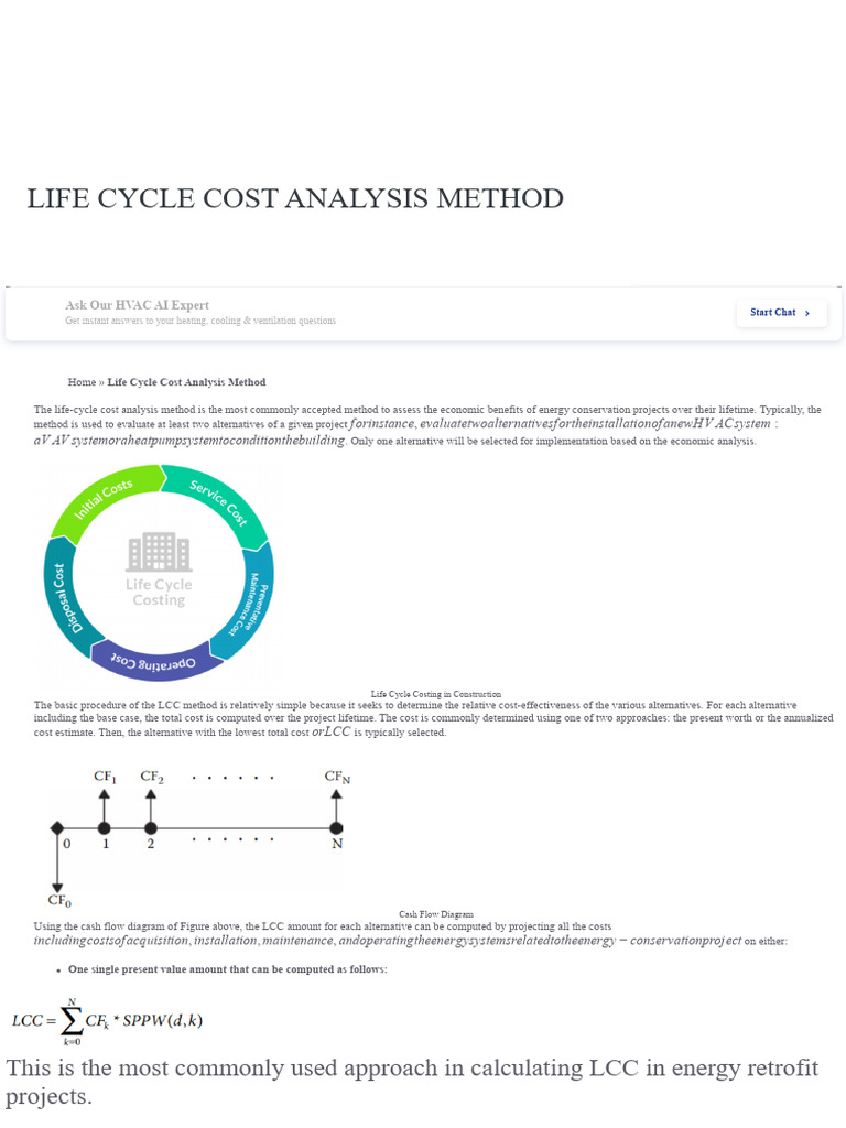 Life Cycle Cost Analysis for HVAC Systems | PDF | Life Cycle Assessment ...