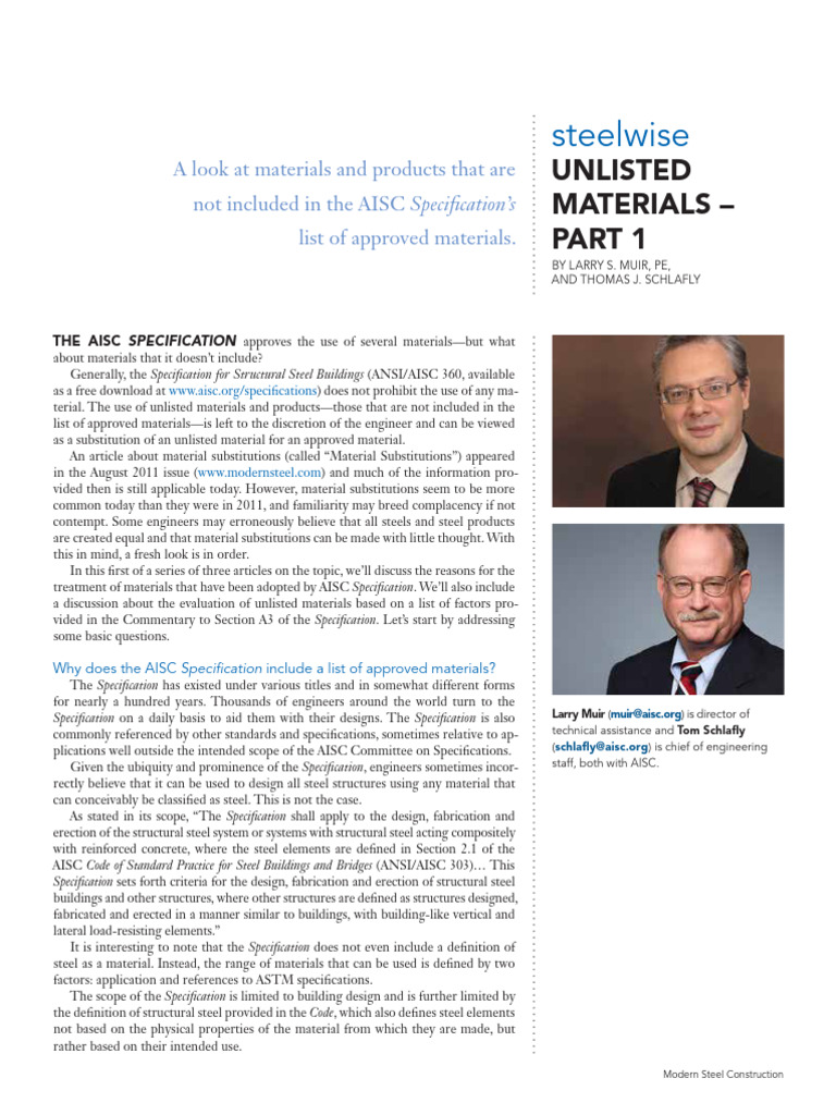 Evaluating Unlisted Materials in AISC | PDF | Ductility | Strength Of ...