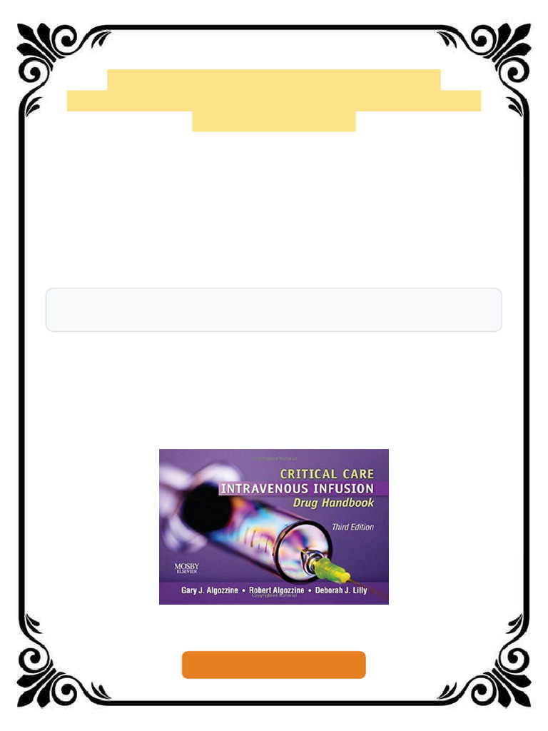 Critical Care Intravenous Infusion Drug Handbook 3rd Edition Ebook ...