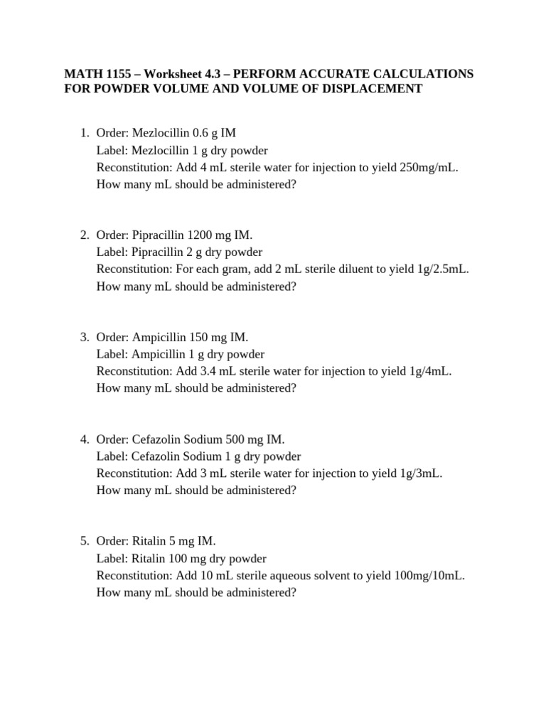 Accurate Calculations for Drug Reconstitution | PDF
