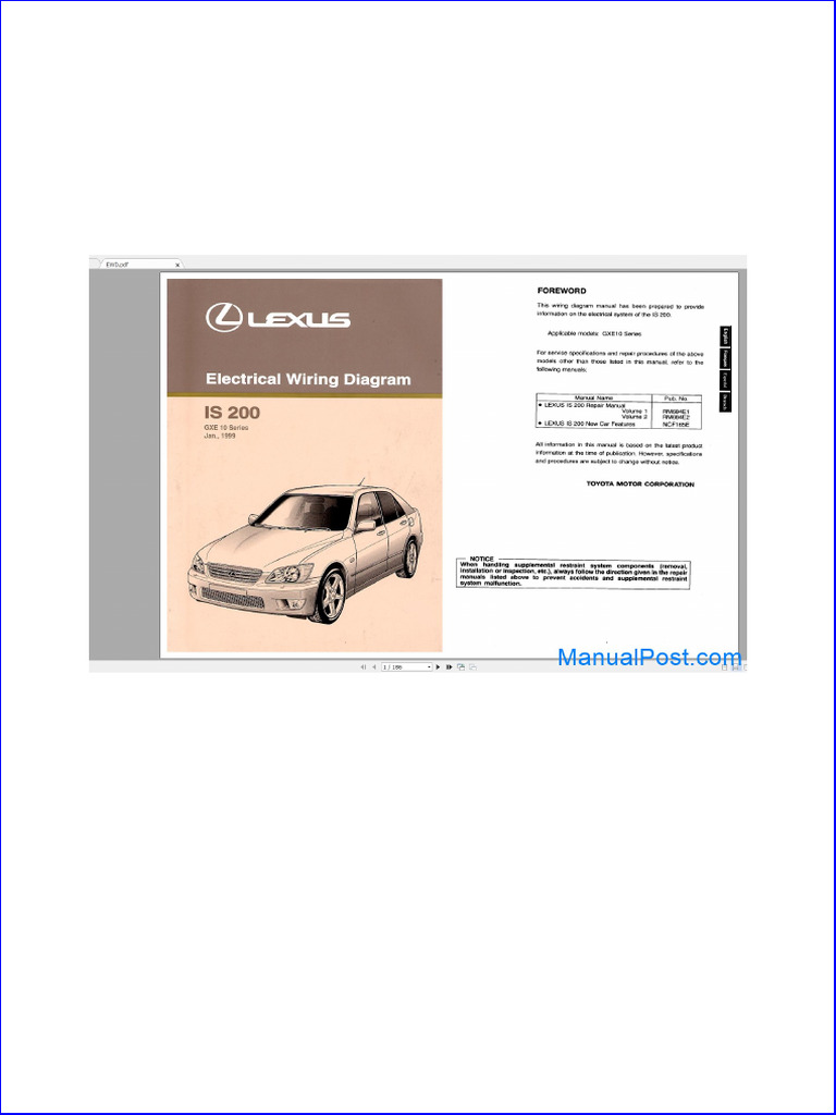 Lexus Is200 1999 01 Electrical Wiring Diagram PDF Project Gutenberg
