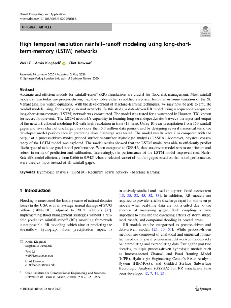 LSTM for High-Resolution Rainfall-Runoff Modeling | PDF | Deep Learning ...