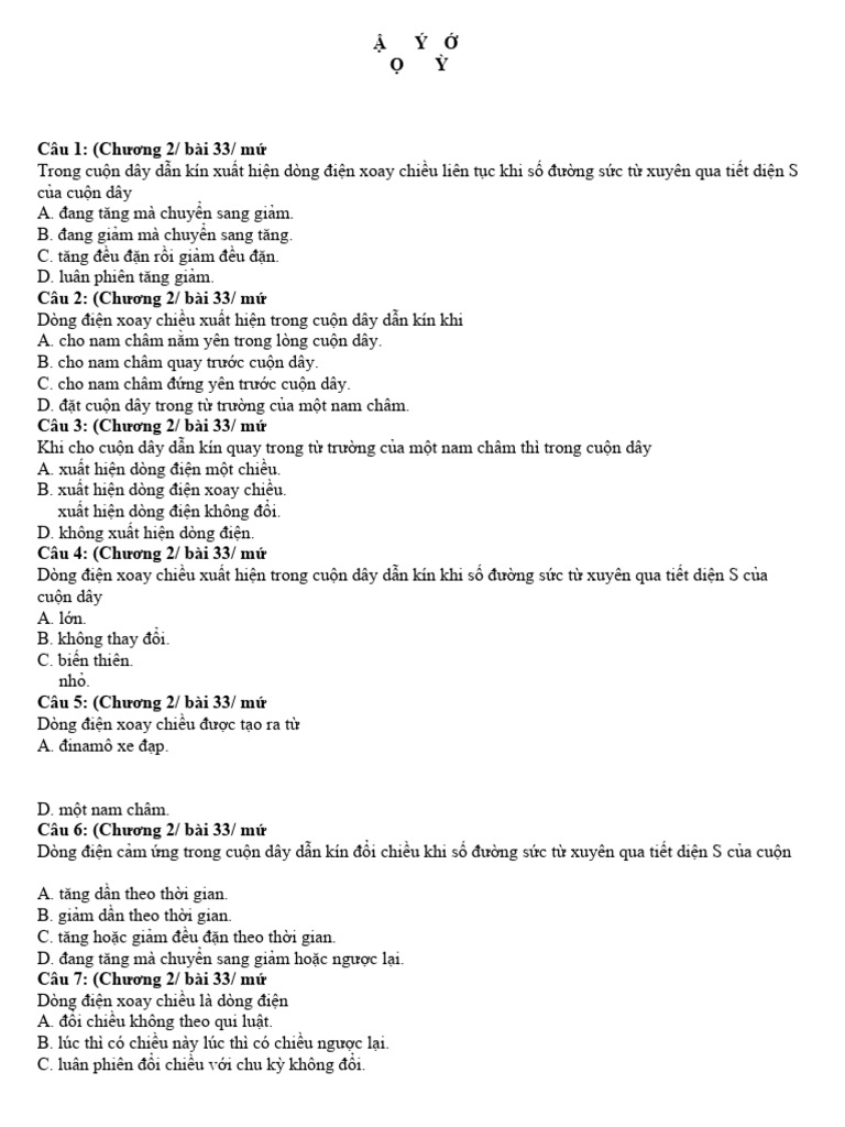 Ôn Thi Cuối Kỳ 2 Lý 9 | PDF