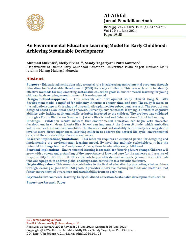 Environmental Education Model for Kids | PDF | Sustainable Development ...