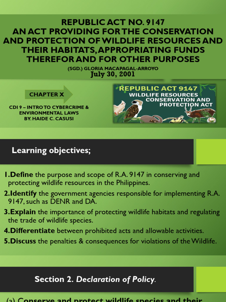 Wildlife Conservation Act R.A. 9147 Overview | PDF | Habitat | Wildlife